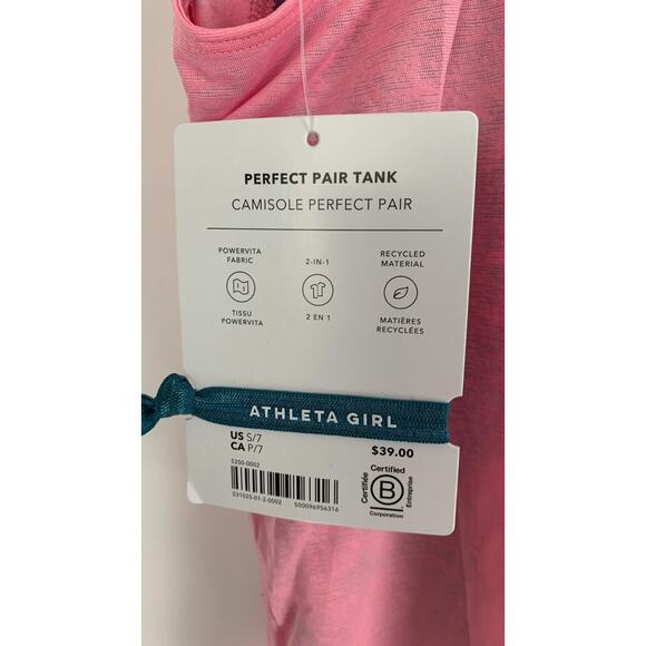 Athleta Girl Limitless Pink Perfect Pair Tank Camisole 2 in 1 Size Small NWT - Picture 6 of 9